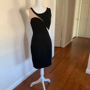 Black and beige evening dress